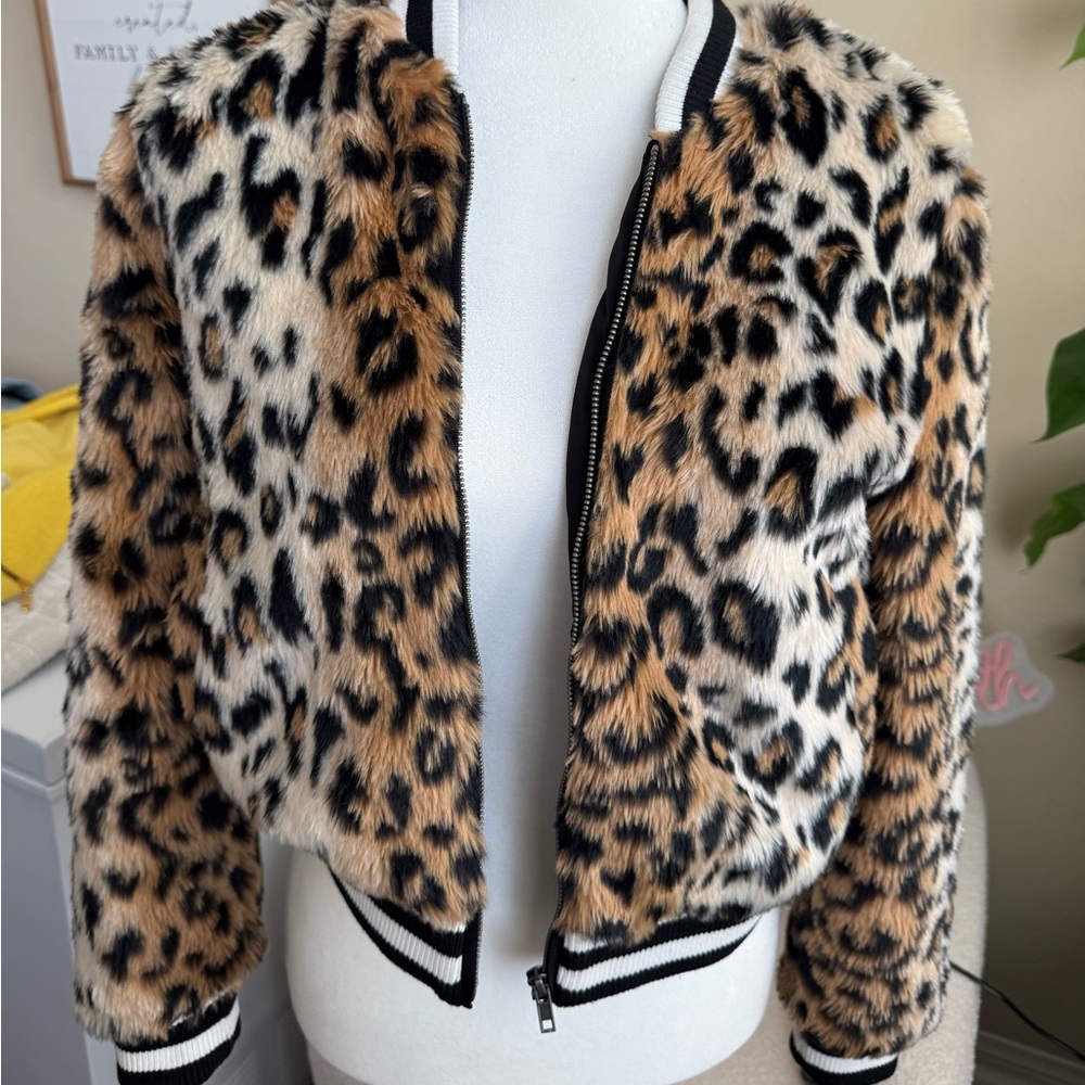 LEOPARD CHEETAH BOMBER JACKET SMALL